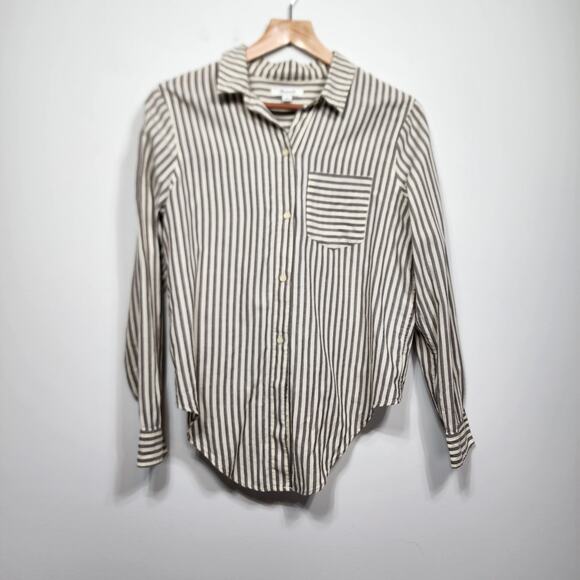 Madewell Tie Front Button Up Shirt in Maitland Stripe Size Med - Picture 5 of 8